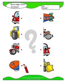 Resmi Diğer Yarısı ile Eşleştir Çalışma Sayfaları